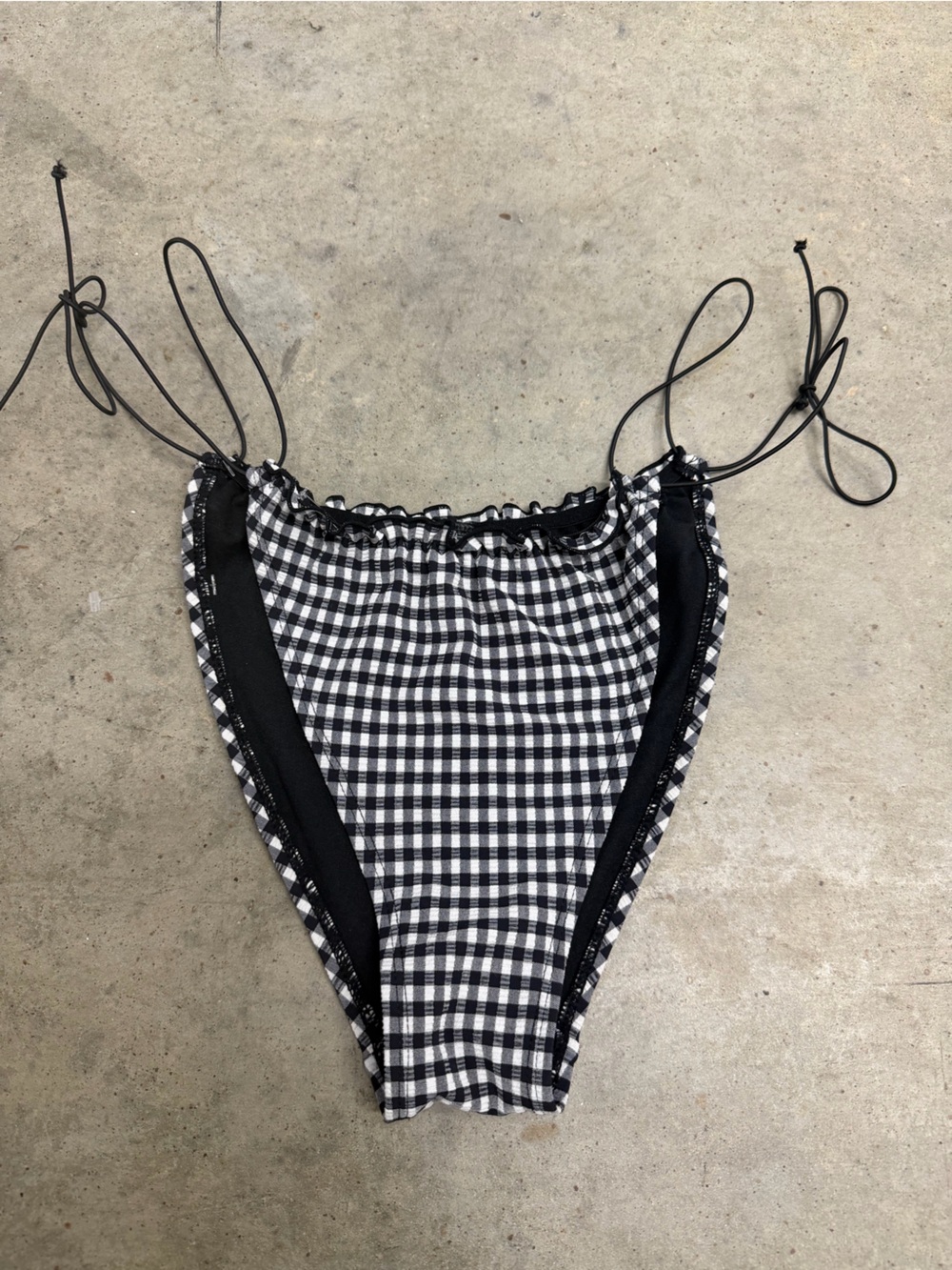 ASOS Black and White Gingham Tie-Side Bikini Bottom